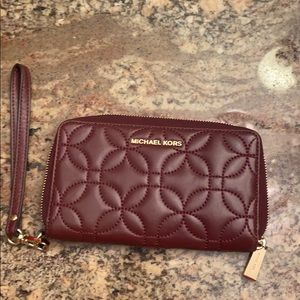 Maroon Michael Kors Wrist Wallet